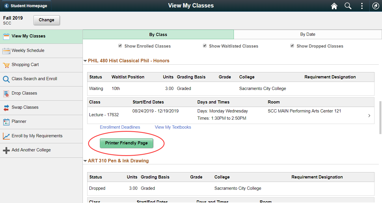 How do I view/print my class schedule? – Los Rios Information Technology Help Desk