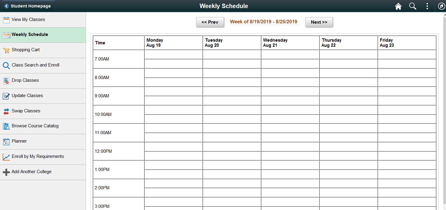 How do I view my weekly Schedule? Los Rios Information Technology