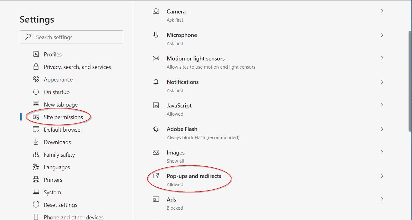 how to disable pop up blocker on microsoft edge